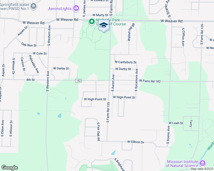 map of restaurants, bars, coffee shops, grocery stores, and more near 3112 West Melbourne Street in Springfield