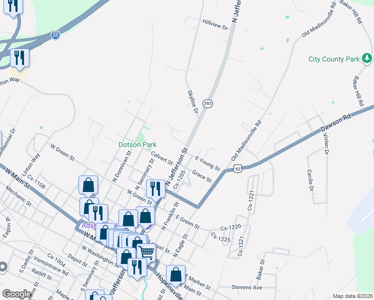 map of restaurants, bars, coffee shops, grocery stores, and more near 801 North Jefferson Street in Princeton