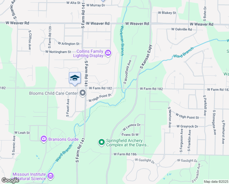 map of restaurants, bars, coffee shops, grocery stores, and more near 1908 West Highpoint Street in Springfield