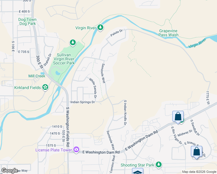map of restaurants, bars, coffee shops, grocery stores, and more near 1029 Seminole Way in Washington