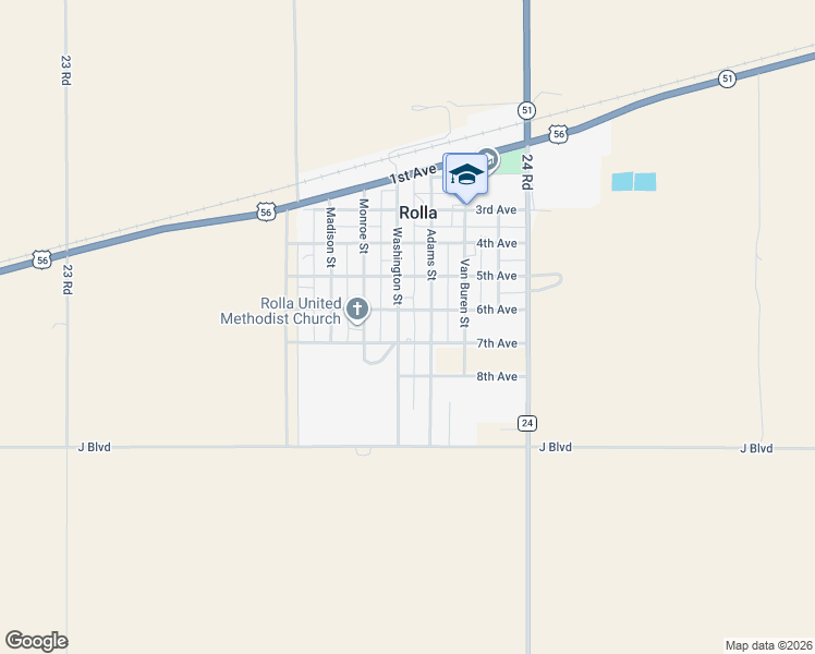 map of restaurants, bars, coffee shops, grocery stores, and more near 601 Washington Street in Rolla