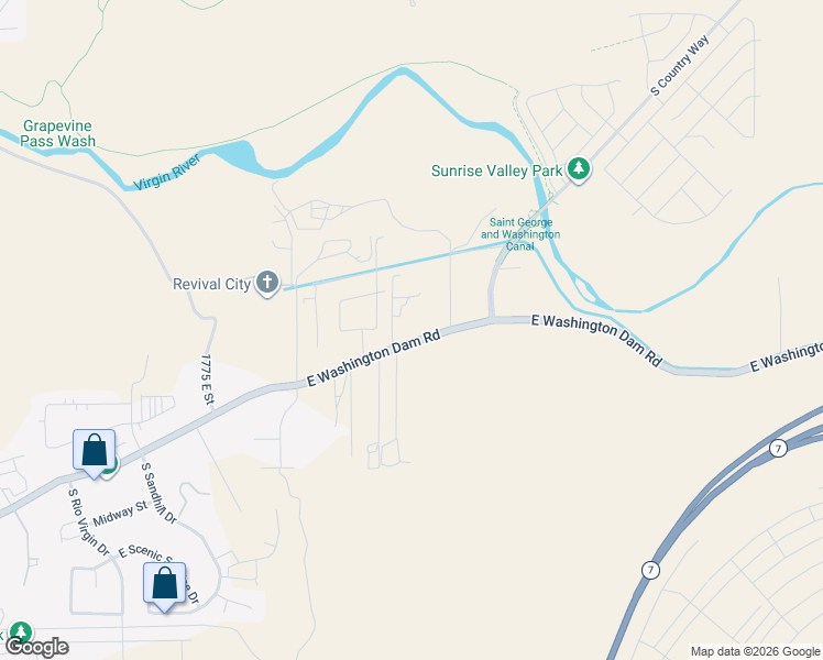 map of restaurants, bars, coffee shops, grocery stores, and more near 2233 East Washington Dam Road in Washington