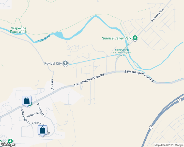 map of restaurants, bars, coffee shops, grocery stores, and more near 2233 East Washington Dam Road in Washington