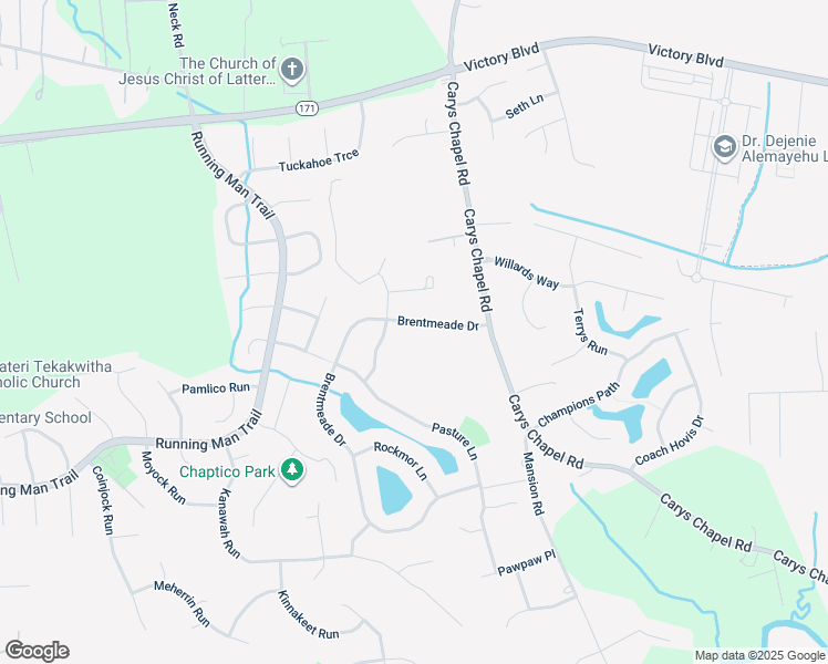 map of restaurants, bars, coffee shops, grocery stores, and more near 119 Brentmeade Dr in Yorktown