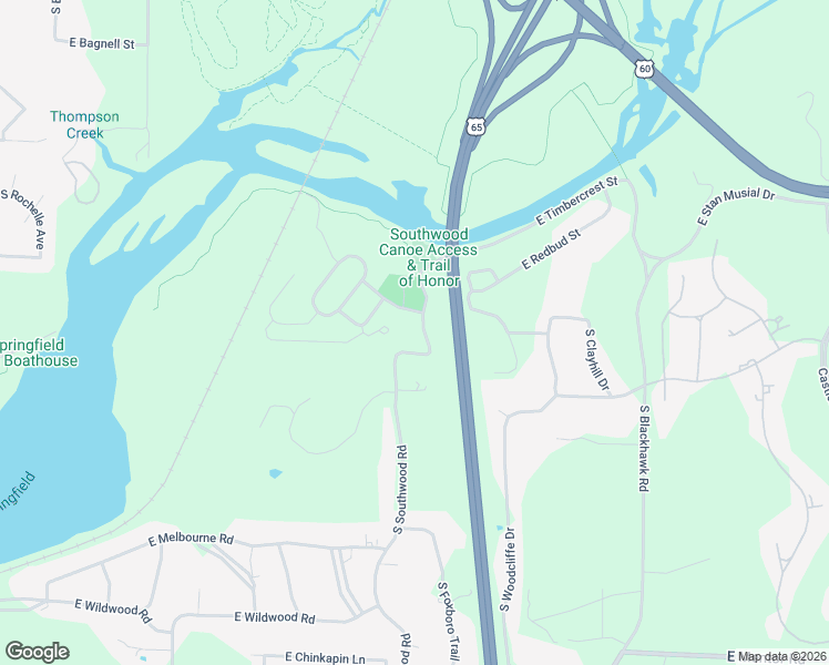 map of restaurants, bars, coffee shops, grocery stores, and more near 5343 South Southwood Road in Springfield