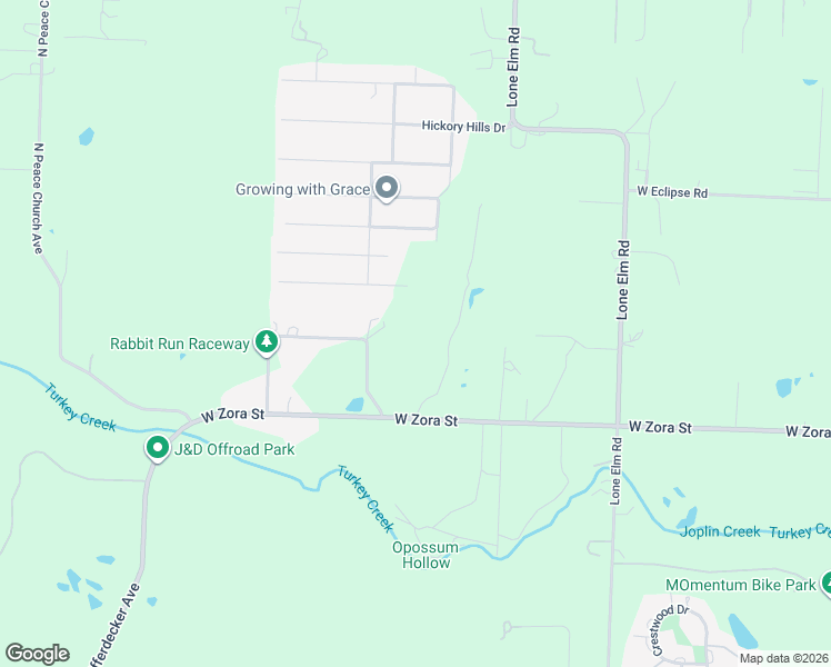 map of restaurants, bars, coffee shops, grocery stores, and more near 1891 West Rabbit Run Road in Joplin