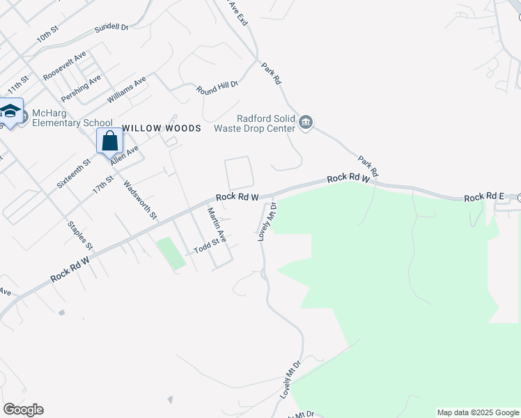 map of restaurants, bars, coffee shops, grocery stores, and more near 101 Lovely Mount Drive in Radford