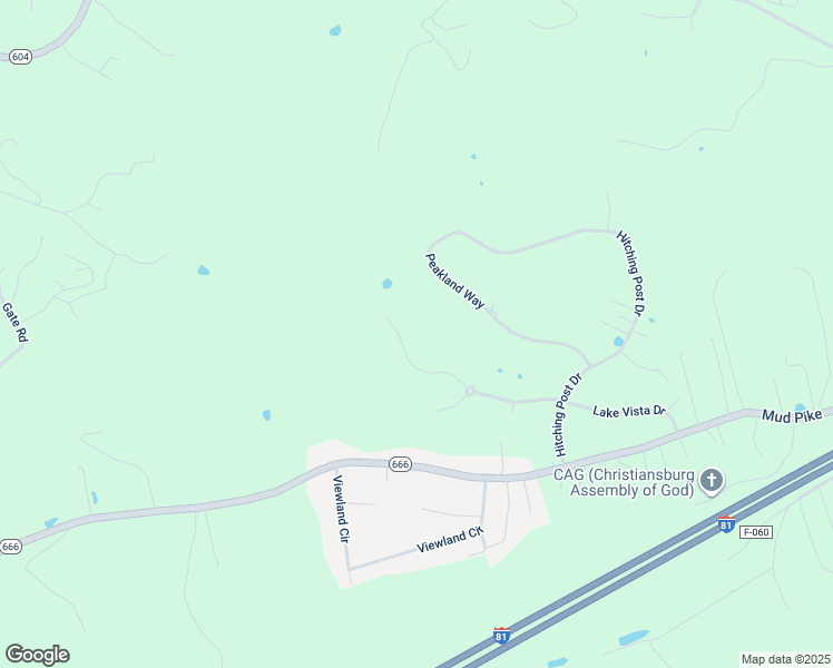 map of restaurants, bars, coffee shops, grocery stores, and more near 2360 Lake Vista Drive in Christiansburg