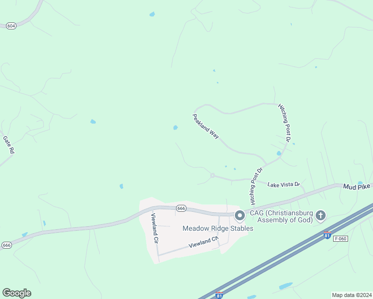 map of restaurants, bars, coffee shops, grocery stores, and more near 2360 Lake Vista Drive in Christiansburg