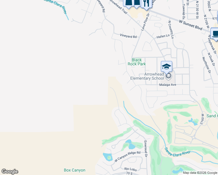 map of restaurants, bars, coffee shops, grocery stores, and more near 525 Lost Creek Drive West in St. George