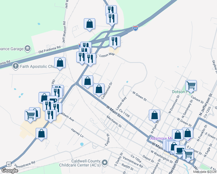 map of restaurants, bars, coffee shops, grocery stores, and more near 400-498 Centennial Drive in Princeton