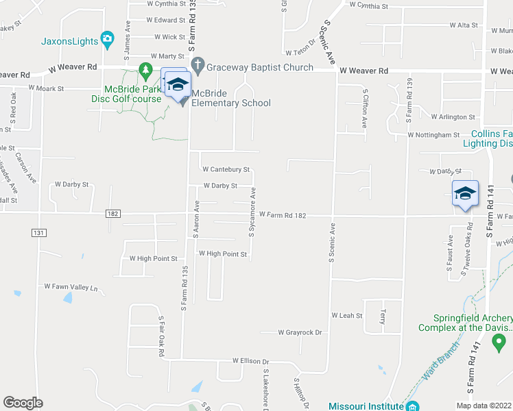 map of restaurants, bars, coffee shops, grocery stores, and more near 5376 South Sycamore Avenue in Springfield