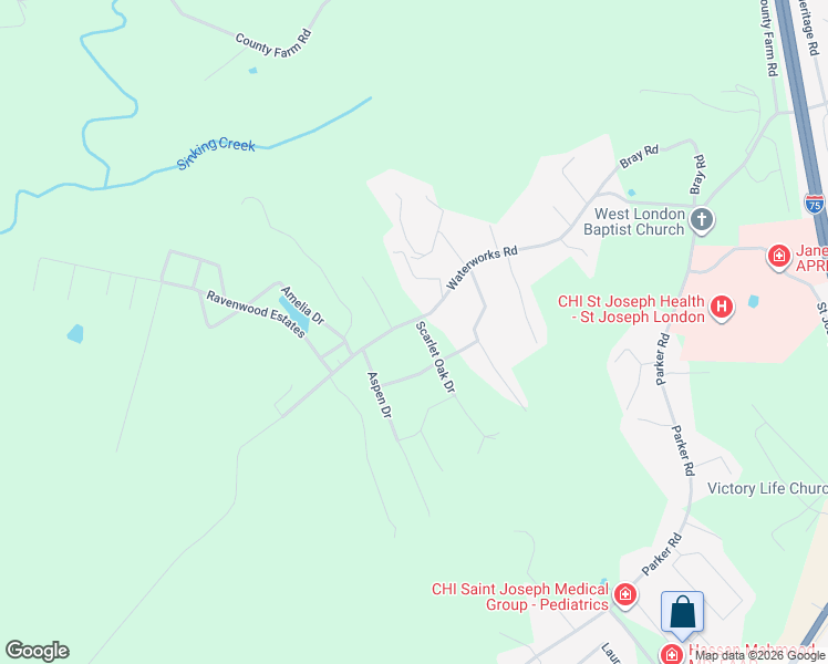 map of restaurants, bars, coffee shops, grocery stores, and more near 733 Waterworks Road in London