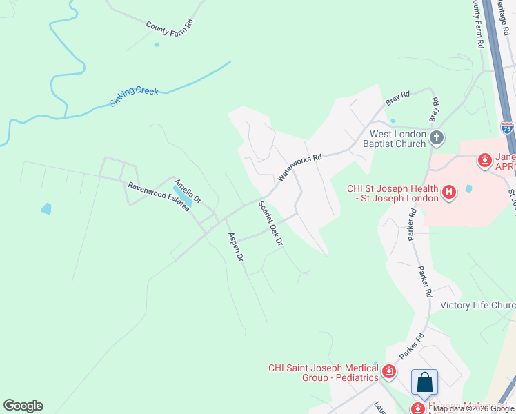 map of restaurants, bars, coffee shops, grocery stores, and more near 733 Waterworks Road in London