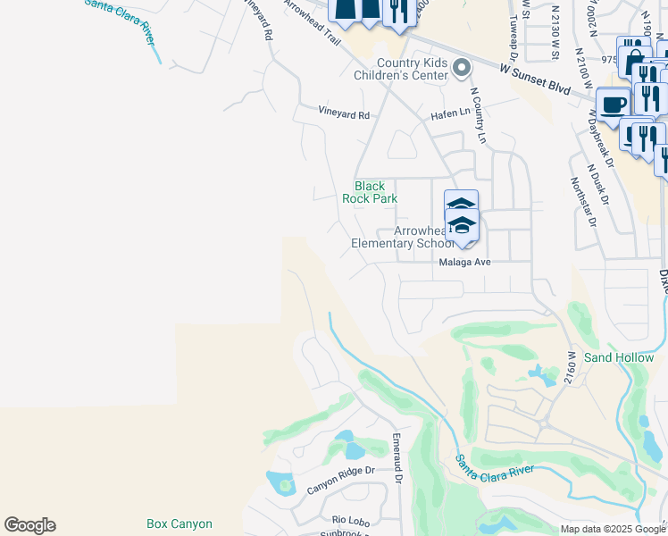 map of restaurants, bars, coffee shops, grocery stores, and more near 250 Le Grande Circle in Santa Clara