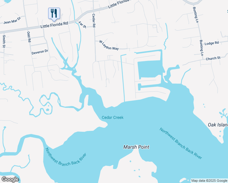 map of restaurants, bars, coffee shops, grocery stores, and more near 8 Maplewood Lane in Poquoson