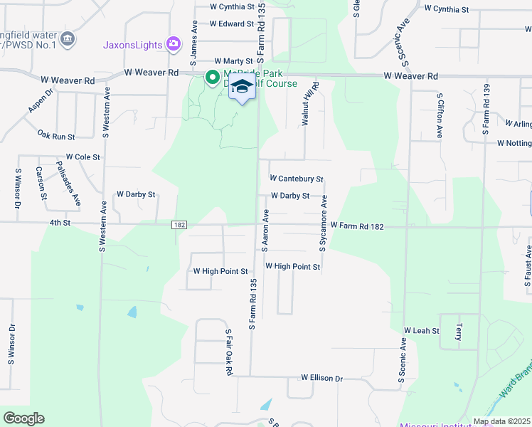 map of restaurants, bars, coffee shops, grocery stores, and more near 5370 South Aaron Avenue in Springfield