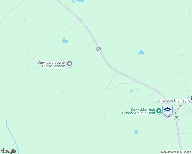 map of restaurants, bars, coffee shops, grocery stores, and more near 11104 Courthouse Road in Dinwiddie