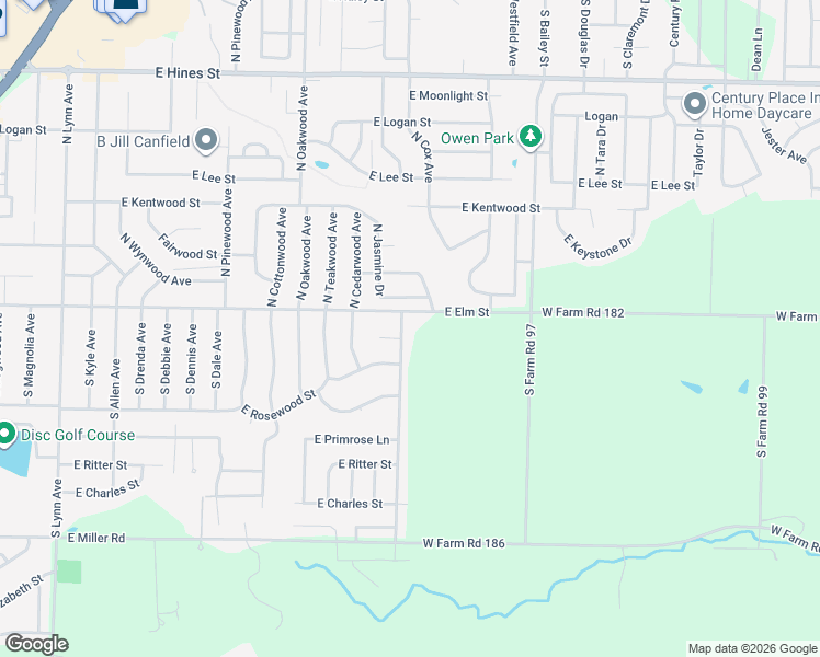 map of restaurants, bars, coffee shops, grocery stores, and more near 104 South Basswood Avenue in Republic