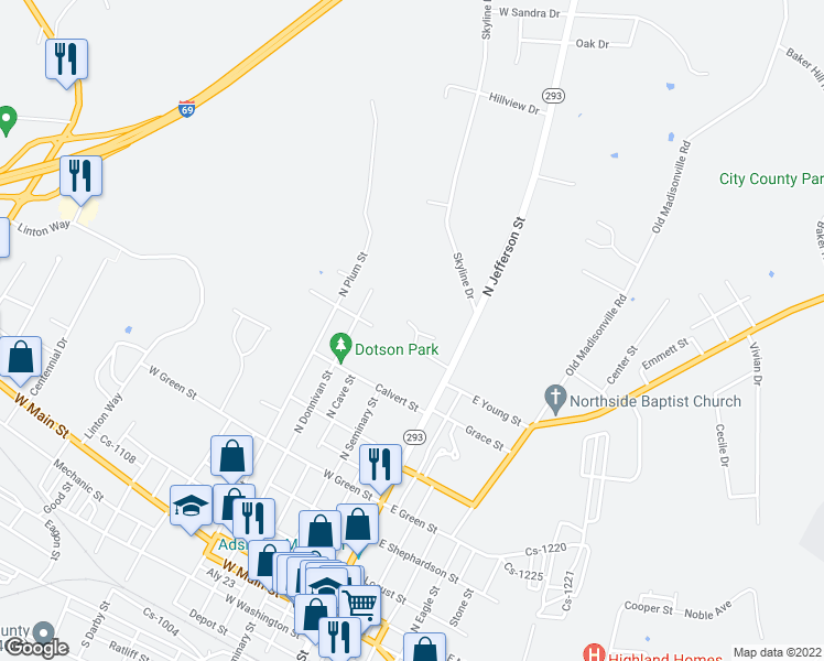 map of restaurants, bars, coffee shops, grocery stores, and more near 200 West Young Circle in Princeton