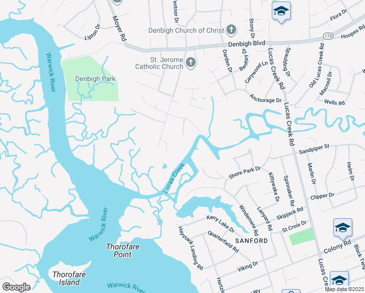 map of restaurants, bars, coffee shops, grocery stores, and more near 14A Owens Road in Newport News