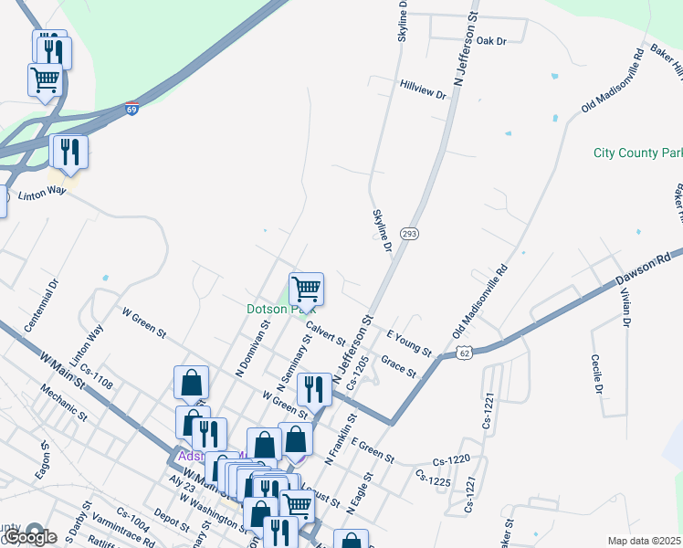 map of restaurants, bars, coffee shops, grocery stores, and more near 200 West Young Circle in Princeton