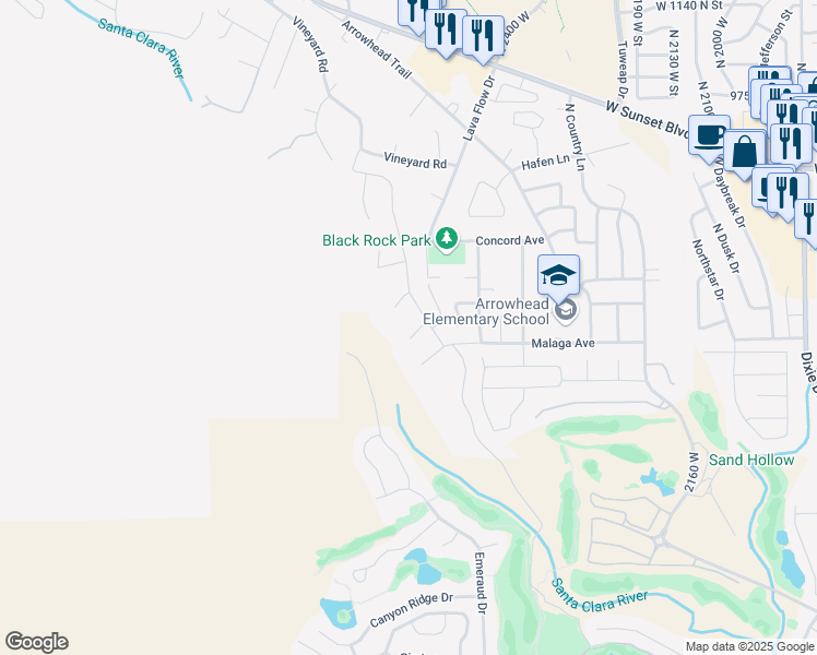 map of restaurants, bars, coffee shops, grocery stores, and more near 340 Le Grande Circle in Santa Clara