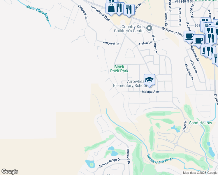 map of restaurants, bars, coffee shops, grocery stores, and more near 340 Le Grande Circle in Santa Clara