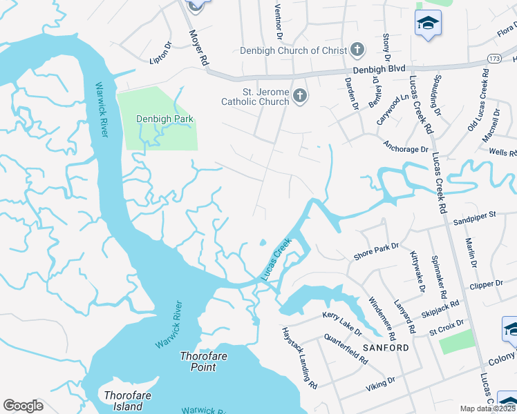 map of restaurants, bars, coffee shops, grocery stores, and more near 62 Garrow Road in Newport News