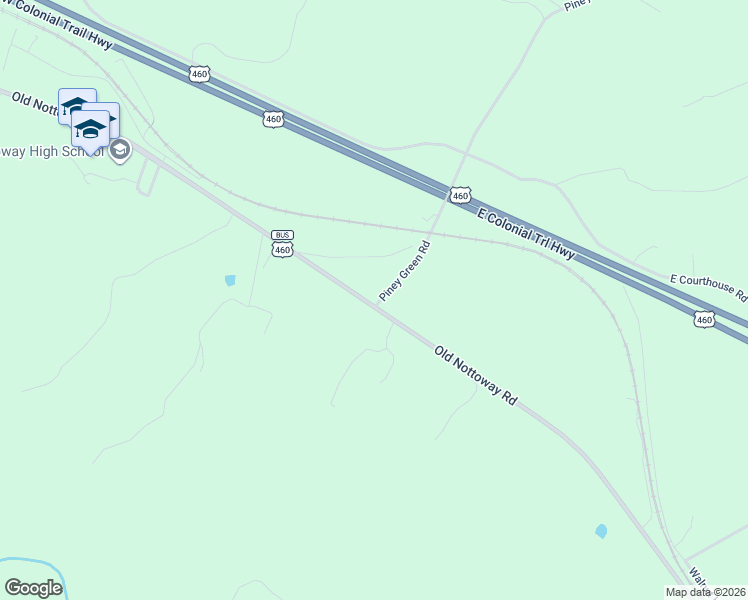 map of restaurants, bars, coffee shops, grocery stores, and more near 4846 Old Nottoway Road in Crewe