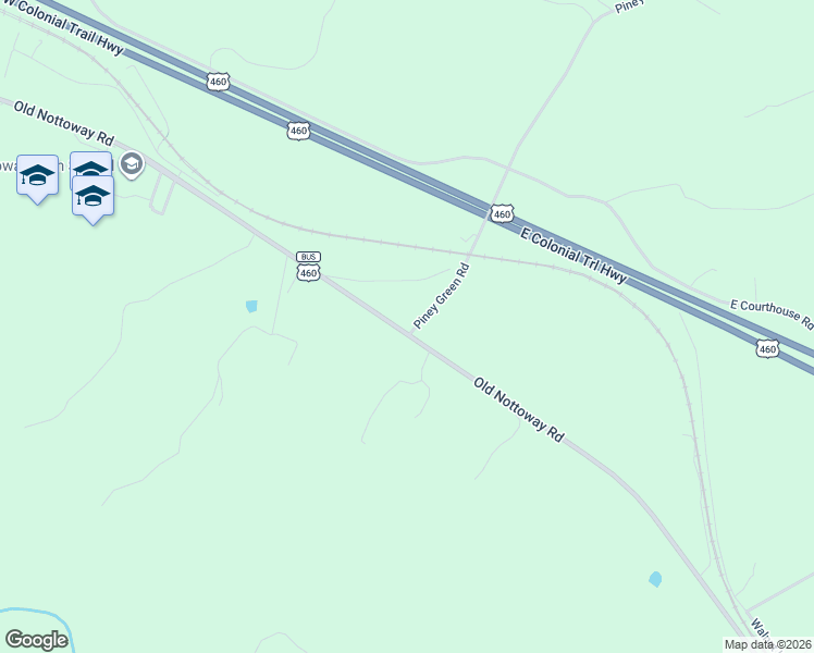 map of restaurants, bars, coffee shops, grocery stores, and more near 4846 Old Nottoway Road in Crewe