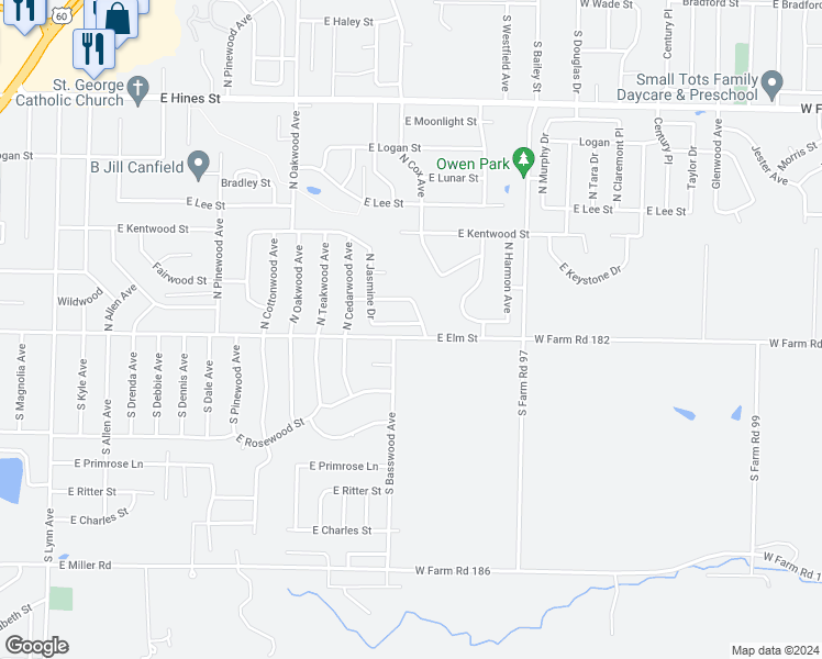 map of restaurants, bars, coffee shops, grocery stores, and more near 2220 Kathryn Drive in Republic