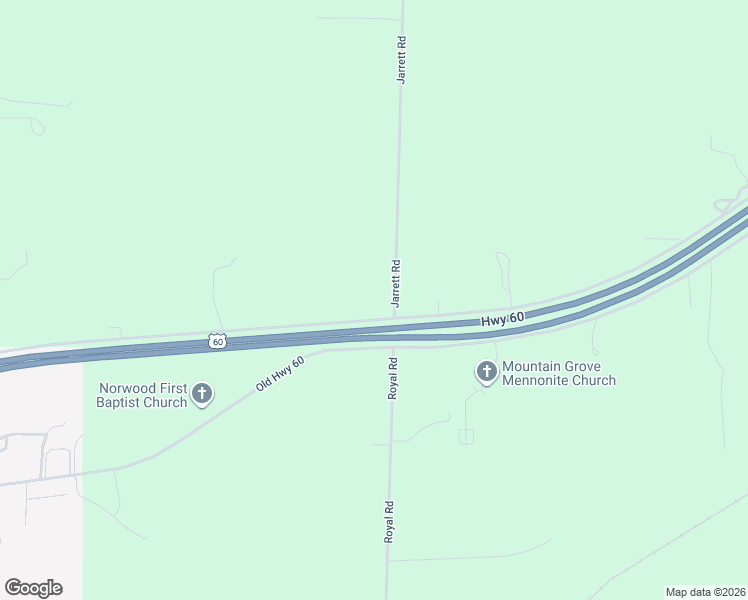 map of restaurants, bars, coffee shops, grocery stores, and more near 1911 Jarrett Road in Mountain Grove