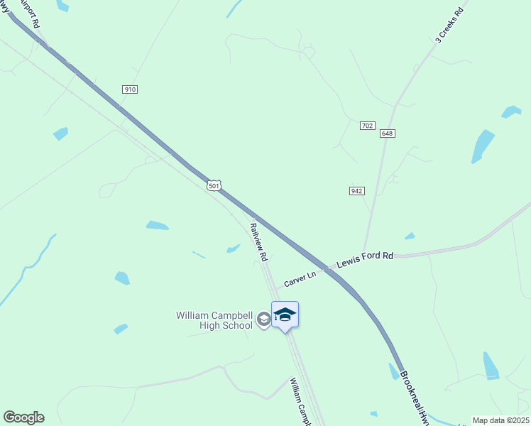 map of restaurants, bars, coffee shops, grocery stores, and more near 13184 Brookneal Highway in Gladys