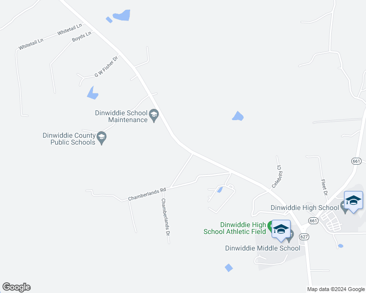 map of restaurants, bars, coffee shops, grocery stores, and more near 11120 Courthouse Road in Dinwiddie