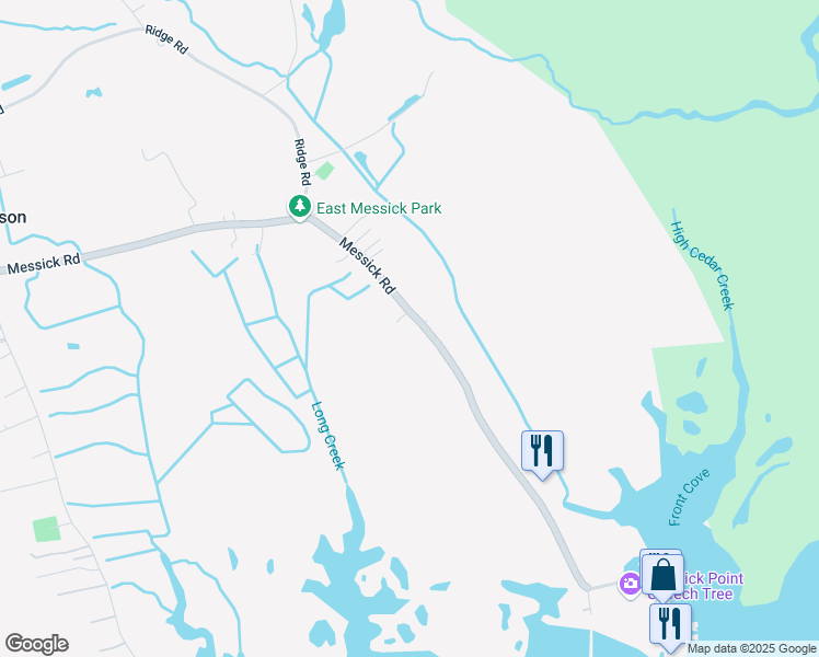 map of restaurants, bars, coffee shops, grocery stores, and more near 212 Messick Road in Poquoson