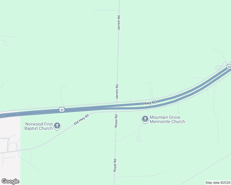 map of restaurants, bars, coffee shops, grocery stores, and more near 1911 Jarrett Road in Mountain Grove