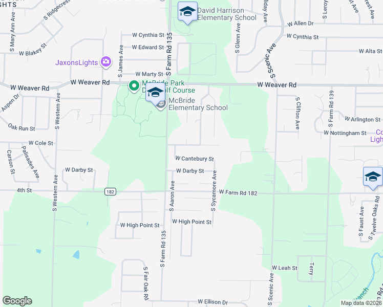 map of restaurants, bars, coffee shops, grocery stores, and more near 2989 West Cantebury Street in Springfield