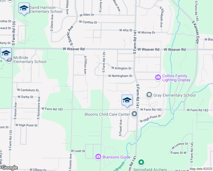 map of restaurants, bars, coffee shops, grocery stores, and more near 2392 West Cantebury Street in Springfield