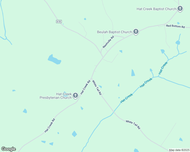 map of restaurants, bars, coffee shops, grocery stores, and more near 5802 Hat Creek Road in Brookneal
