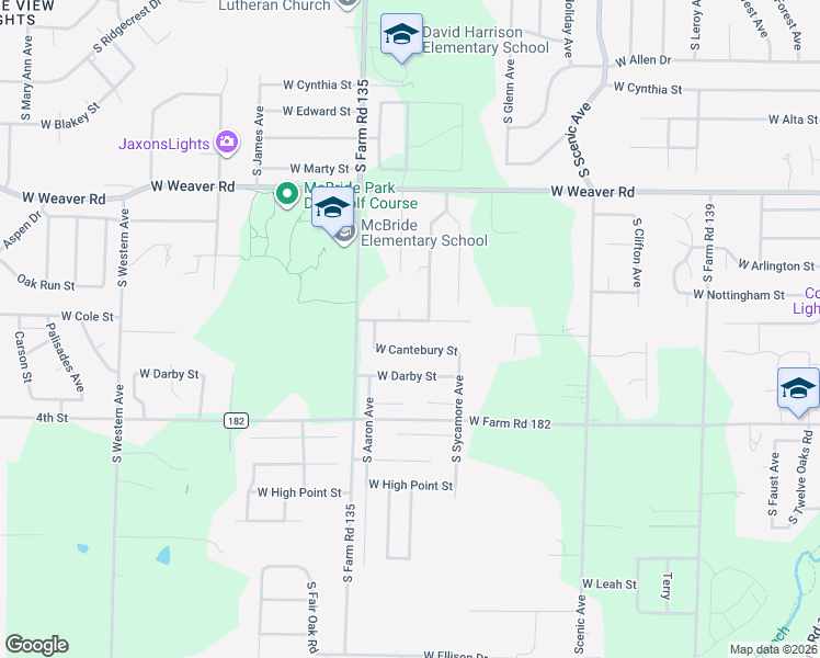 map of restaurants, bars, coffee shops, grocery stores, and more near 2989 West Cantebury Street in Springfield
