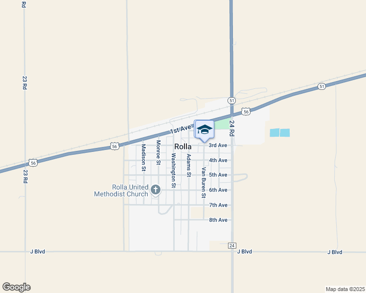 map of restaurants, bars, coffee shops, grocery stores, and more near in Rolla