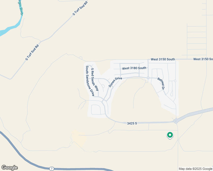 map of restaurants, bars, coffee shops, grocery stores, and more near 3257 South Drifting Dunes Lane in Hurricane