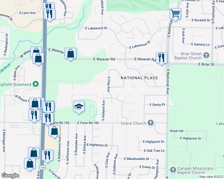 map of restaurants, bars, coffee shops, grocery stores, and more near 865 East Turnbridge Street in Springfield