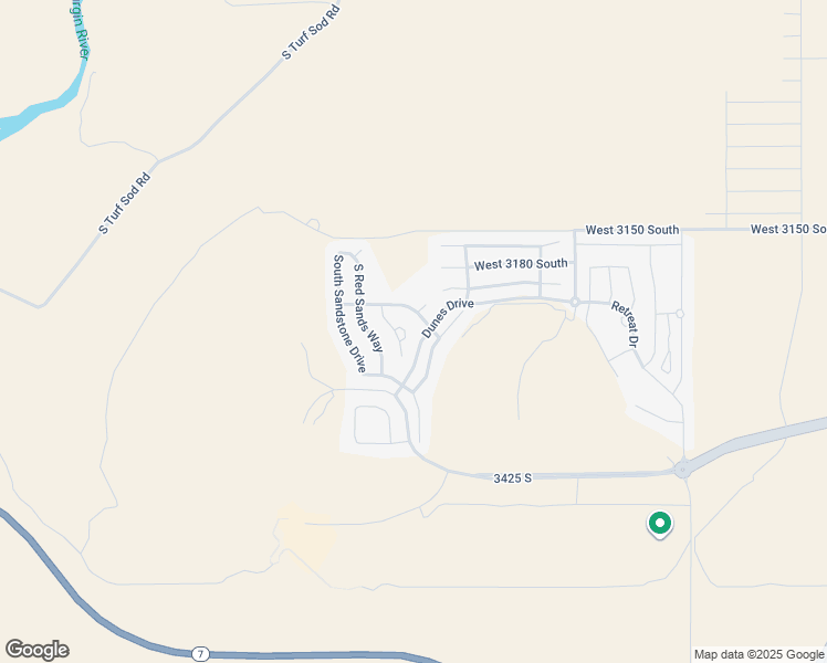 map of restaurants, bars, coffee shops, grocery stores, and more near 3257 South Drifting Dunes Lane in Hurricane