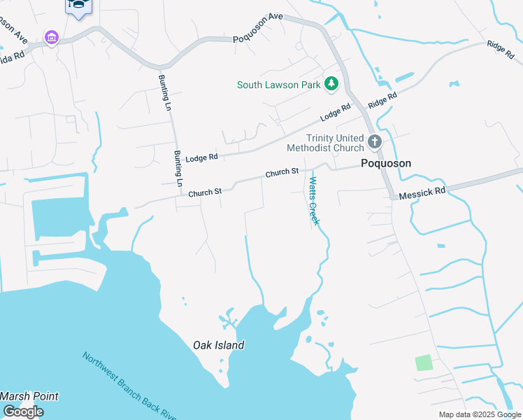 map of restaurants, bars, coffee shops, grocery stores, and more near 27 Langley Street in Poquoson