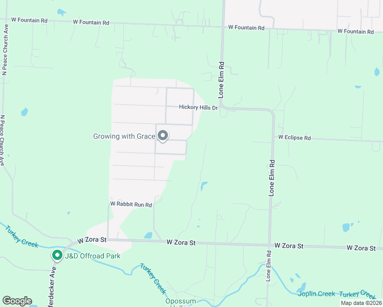 map of restaurants, bars, coffee shops, grocery stores, and more near 3231 North Thicket Road in Joplin