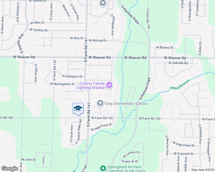 map of restaurants, bars, coffee shops, grocery stores, and more near 1975 West Nottingham Street in Springfield