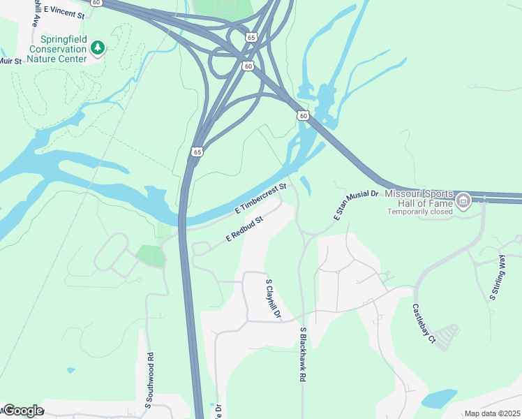map of restaurants, bars, coffee shops, grocery stores, and more near 3307 East Redbud Street in Springfield
