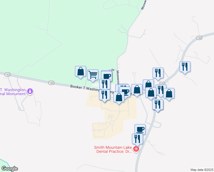 map of restaurants, bars, coffee shops, grocery stores, and more near 40 Village Springs Drive in Hardy